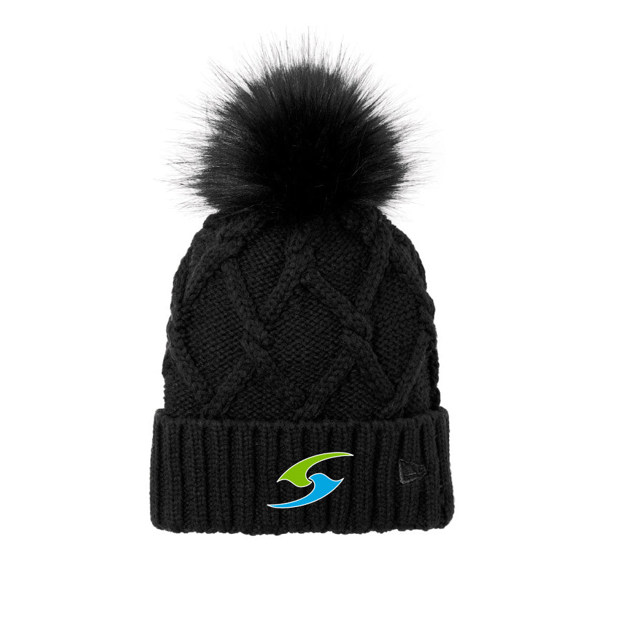 Riptide Holiday Faux Fur Pom Beanie - Black