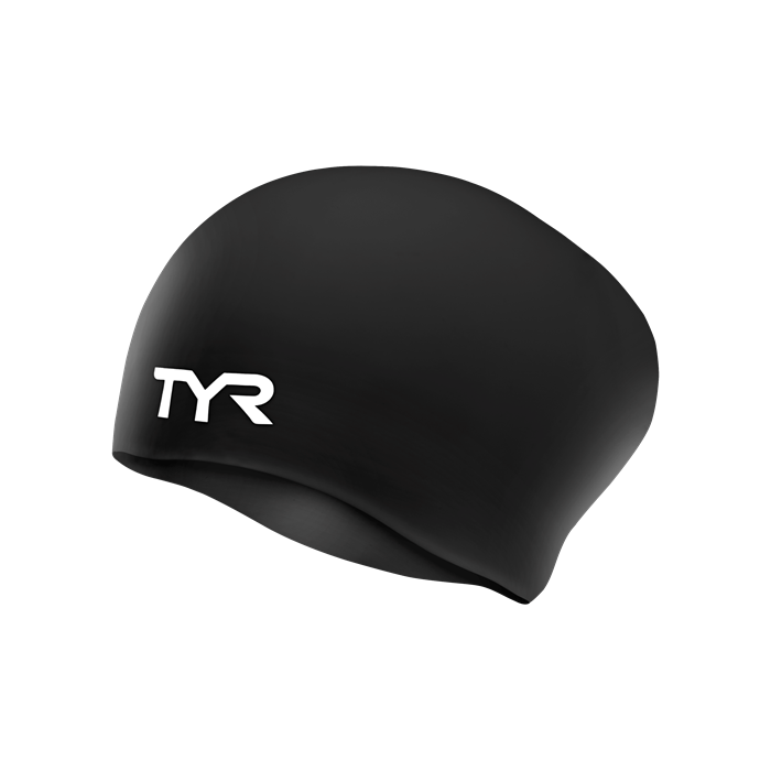 TYR Long Hair Wrinkle-Free Swim Cap black