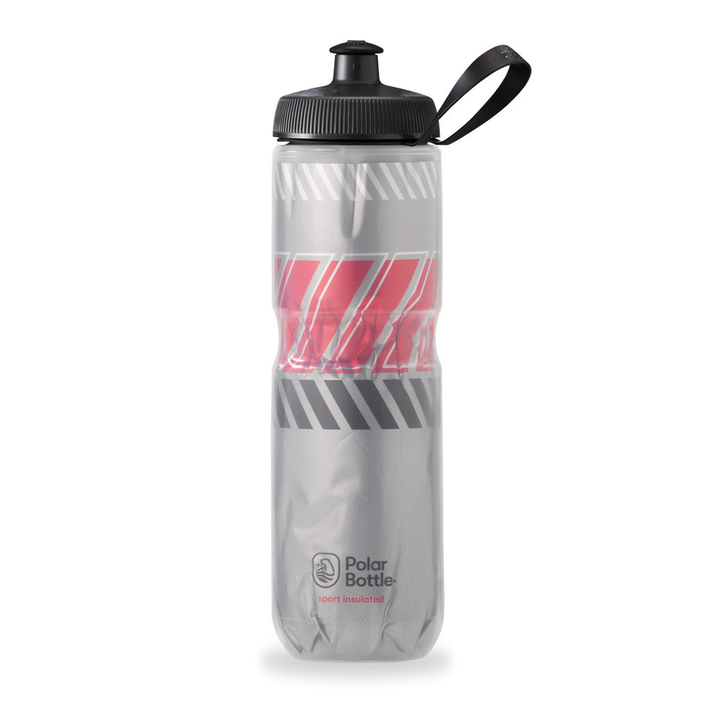 Polar 24oz Insulated Sport Water Bottle silver red