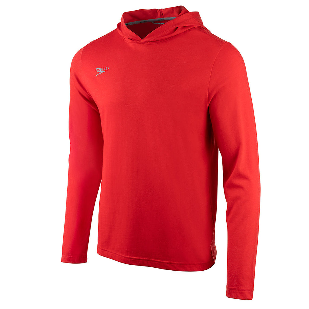 Speedo Solid Jersey Hooded Long Sleeve red