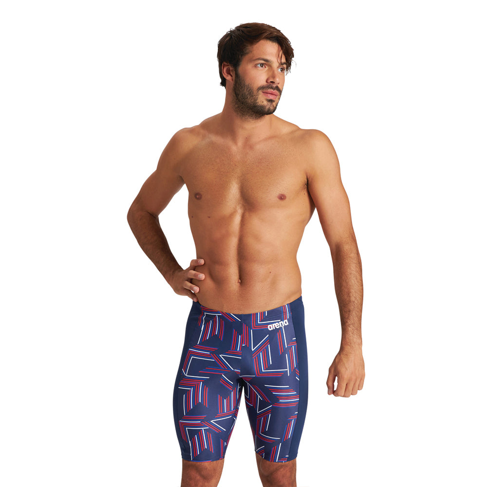 Arena MaxLife Puzzled Jammer red white navy