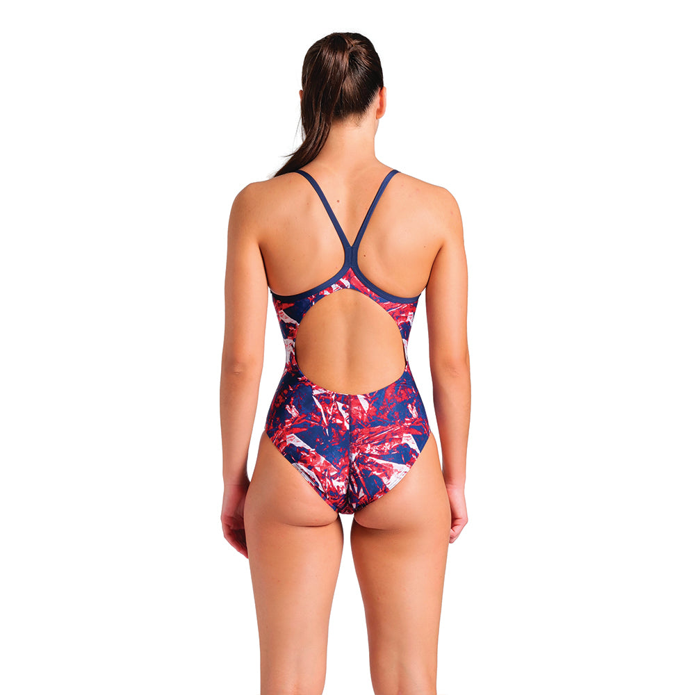 Arena Crackle Light Drop Back red navy back