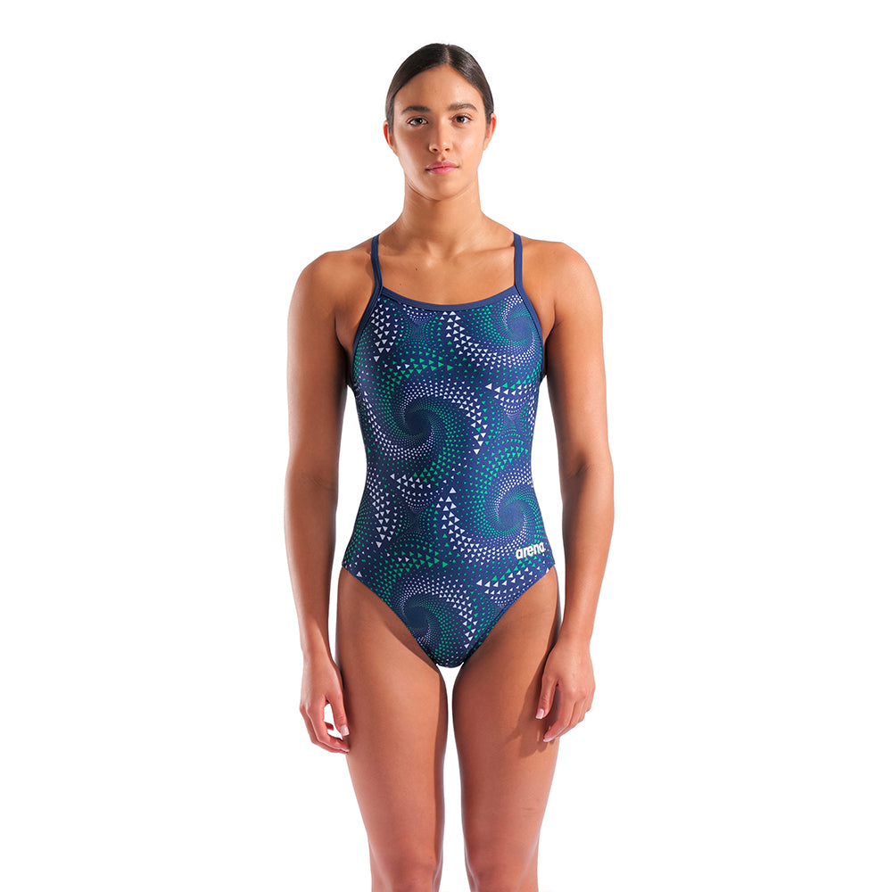 Arena Fireflow Light Drop Back navy green front