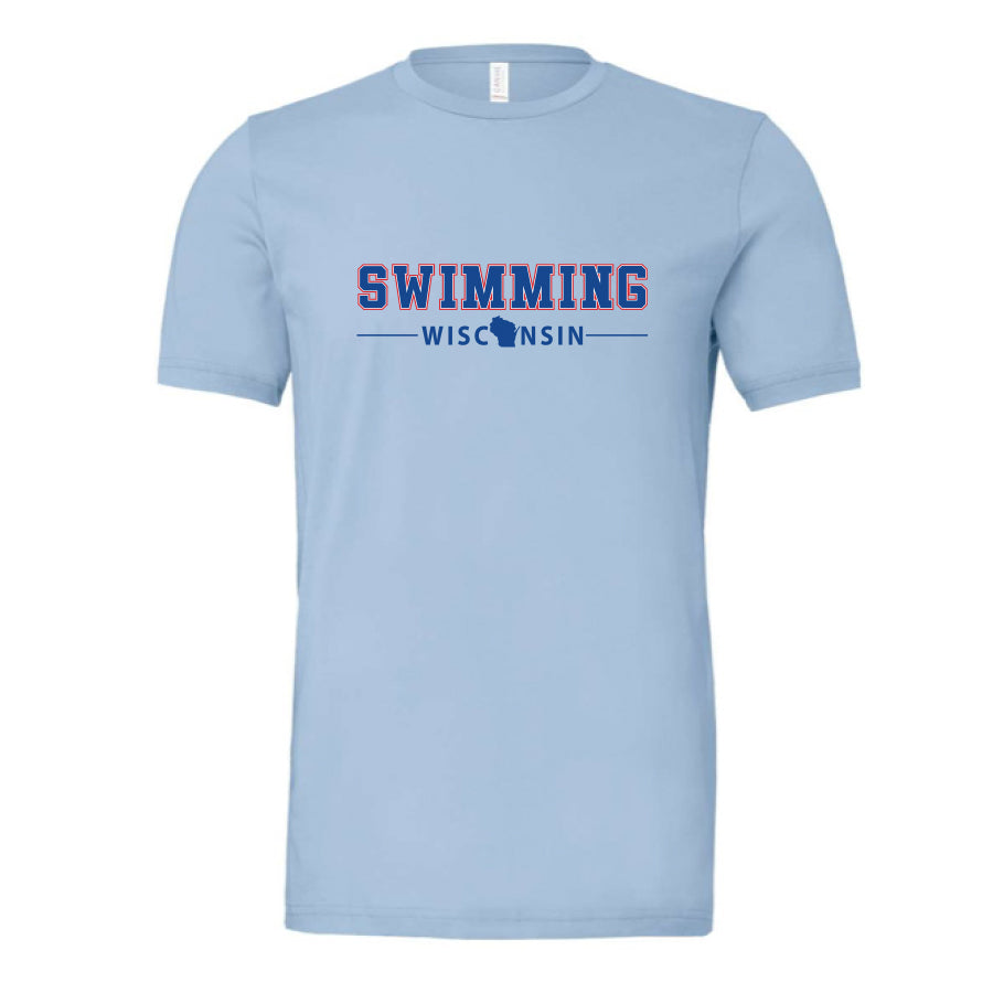 Adult Swimming Jersey Tee 2024 blue wisconsin