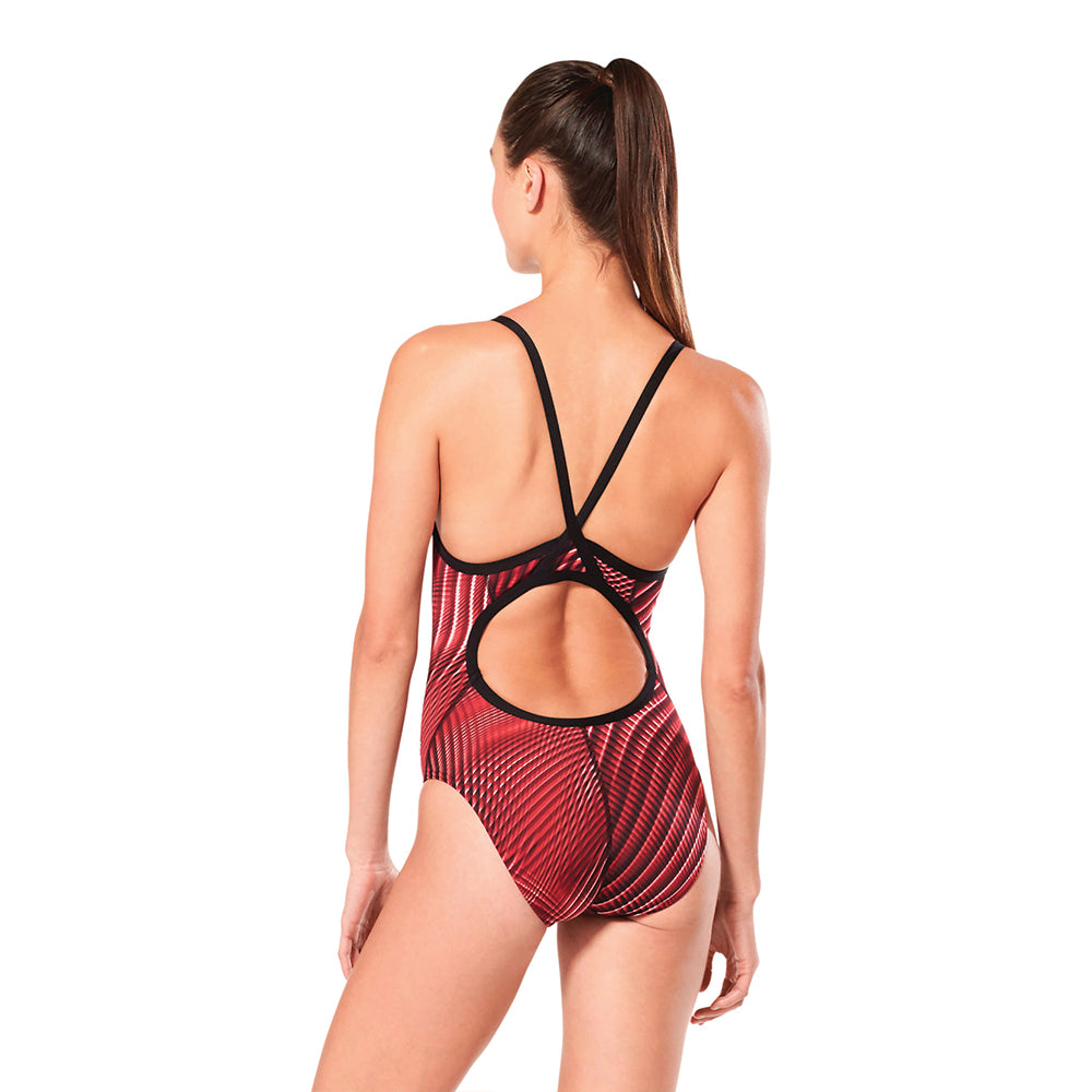 Speedo Endurance+ Warped Weave Flyback maroon back