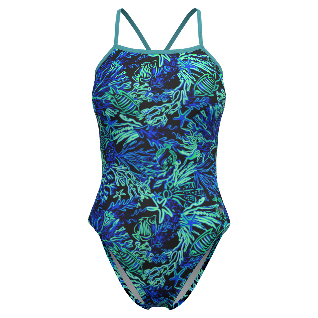 Speedo Printed Twist Back Turquoise front