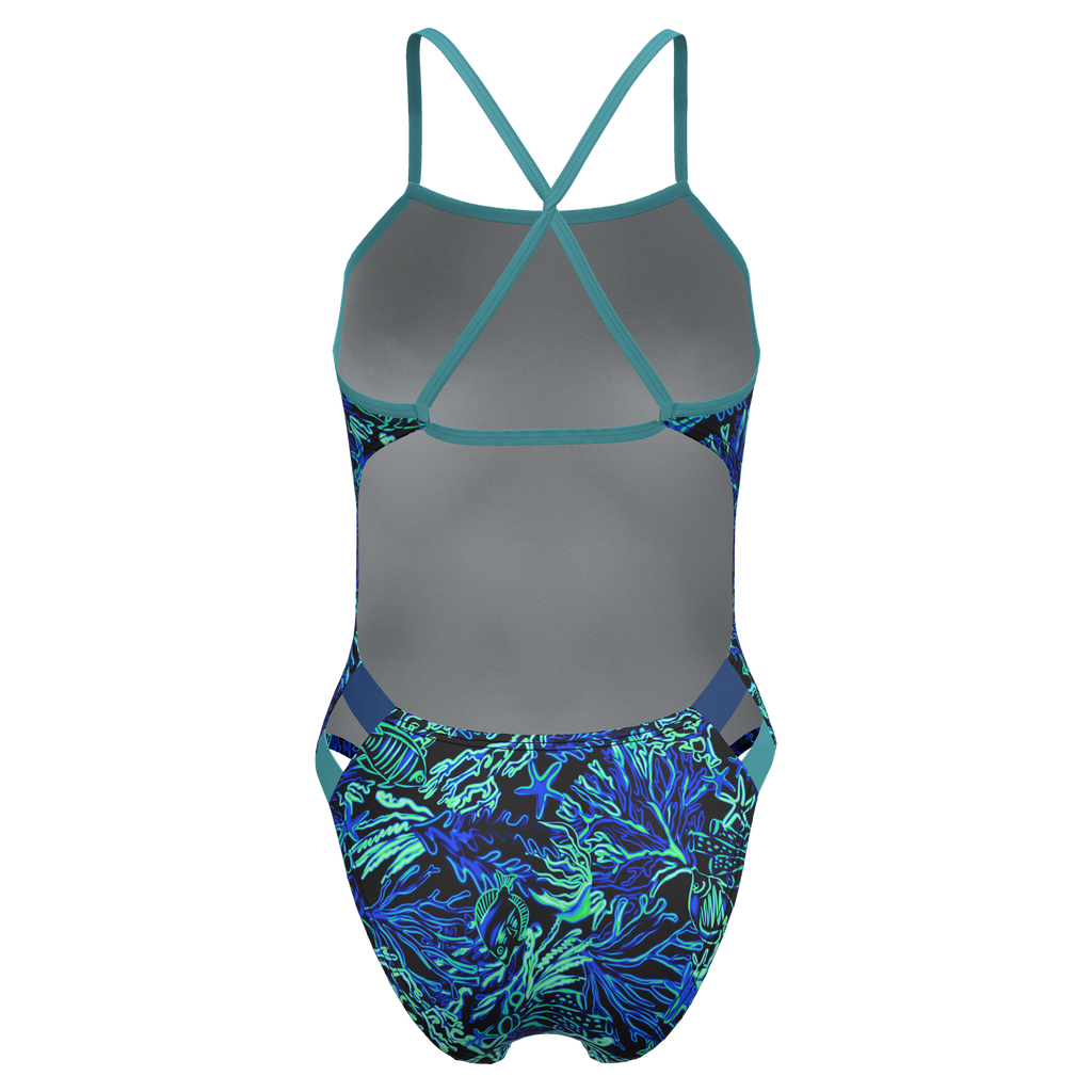 Speedo Printed Twist Back Turquoise