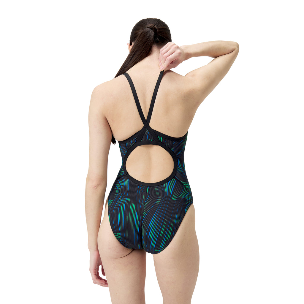 Speedo Space Train Flyback navy green back