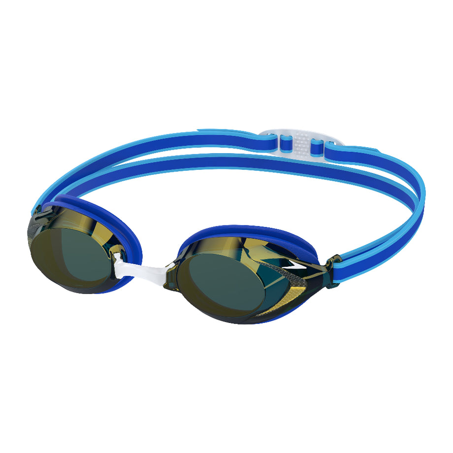speedo vue mirror goggles Speedo Junior Vanquisher 3.0 Mirrored Goggle Picton Blue/Vermillion/Gold Mirror