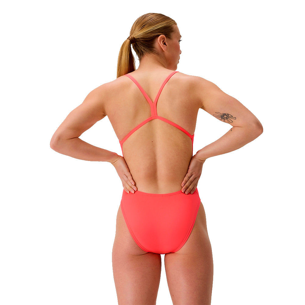 Speedo Solid V-Back neon coral back