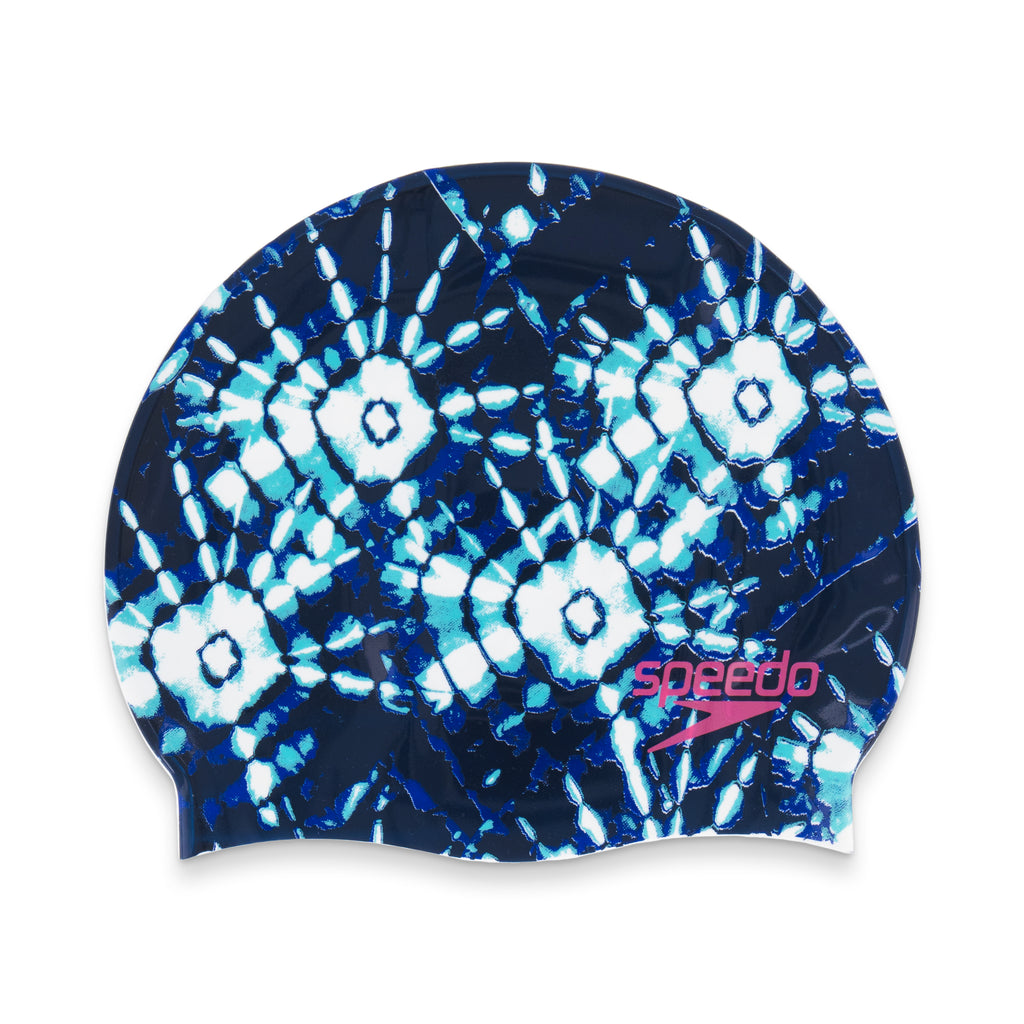 Speedo Silicone Printed Cap blue tie dye