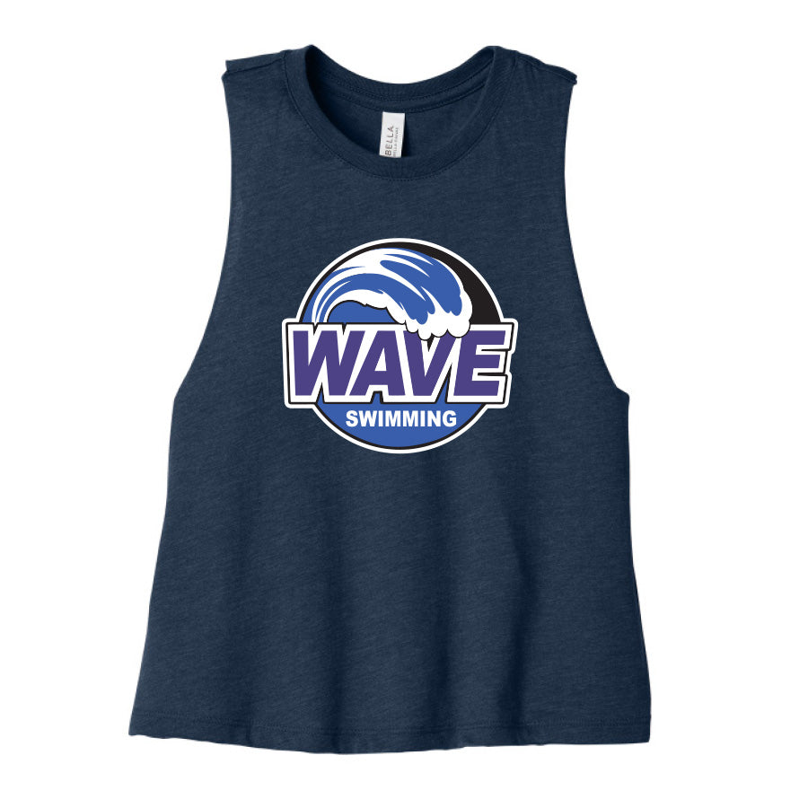 Wave 2026 Women's Racerback Cropped Tank - Heather Navy