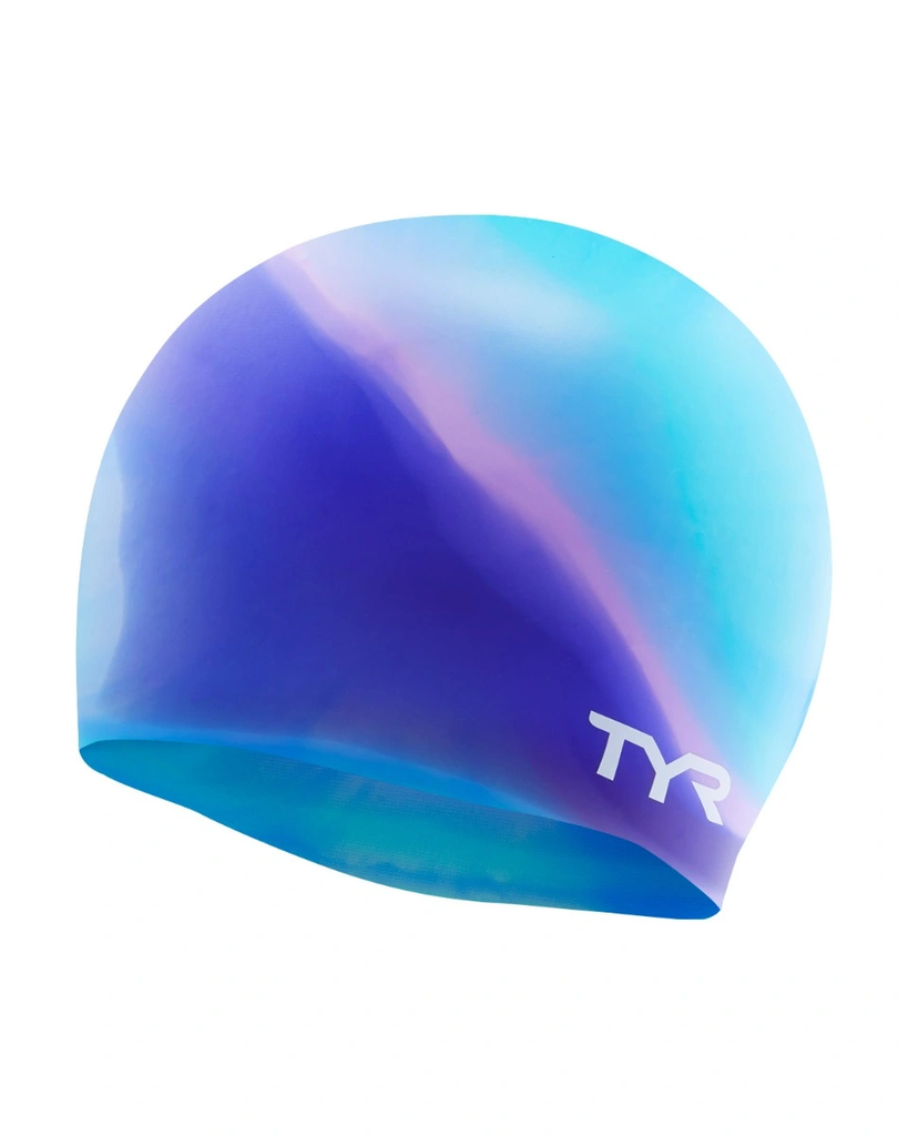 TYR Multi Silicone Swim Cap purple blue