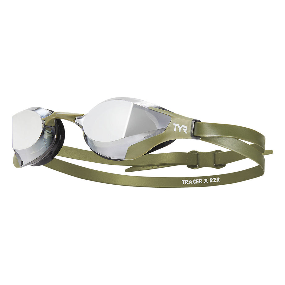 TYR Adult Tracer-X RZR Mirrored Racing Goggles Smoke/Green