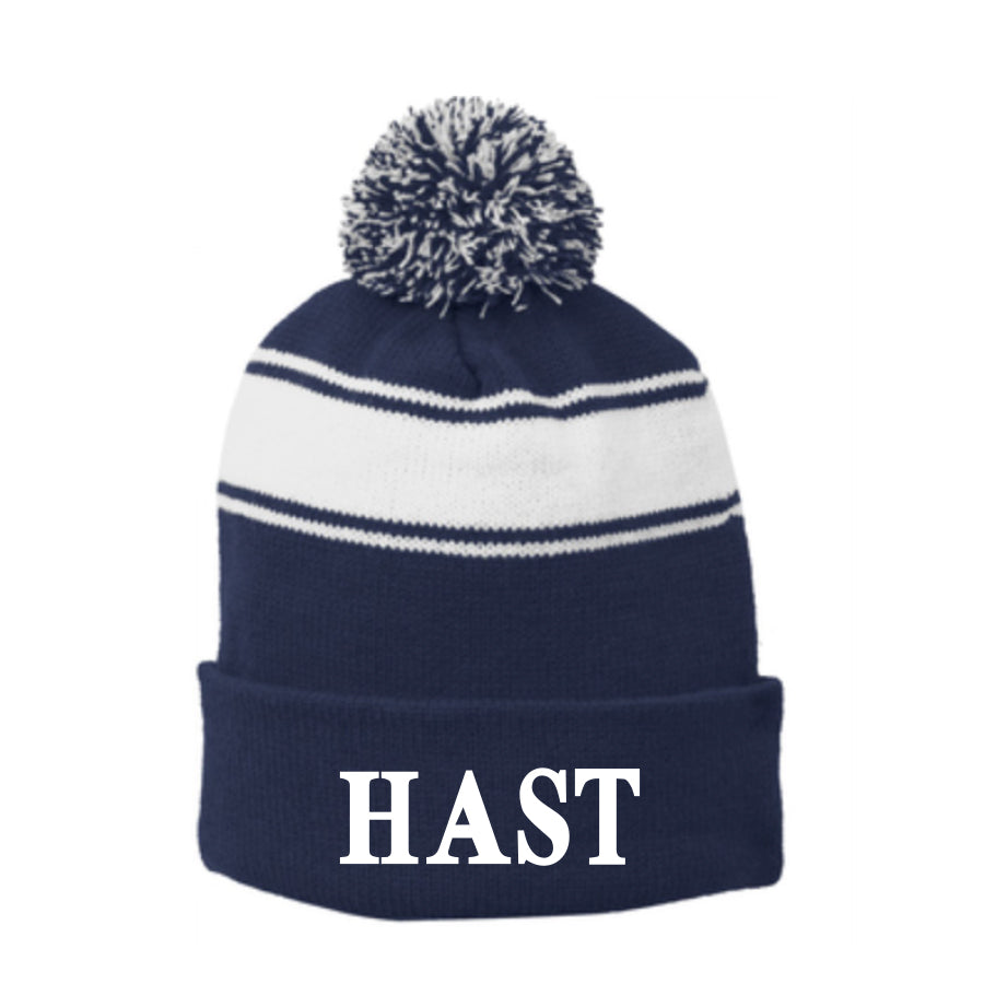 HAST Stripe Pom Beanie