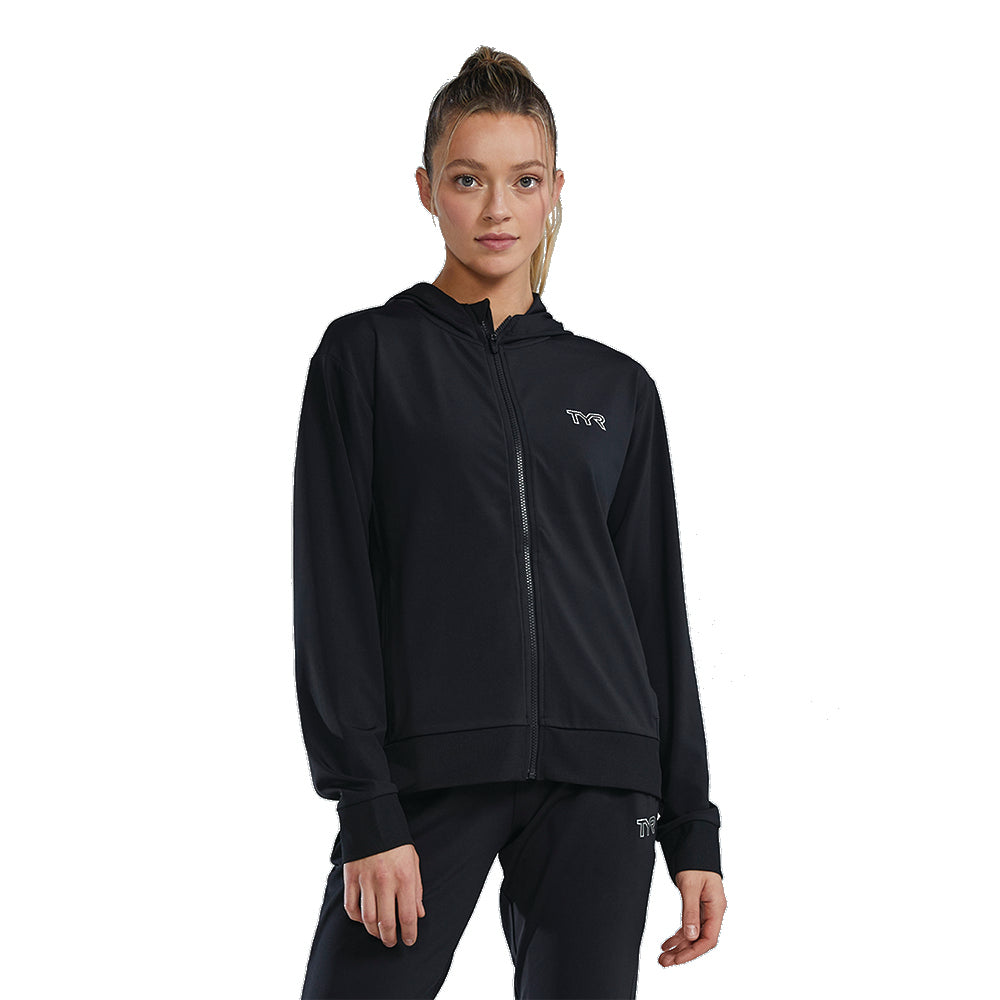 TYR Women's Full Zip Team Warm Up Jacket black front