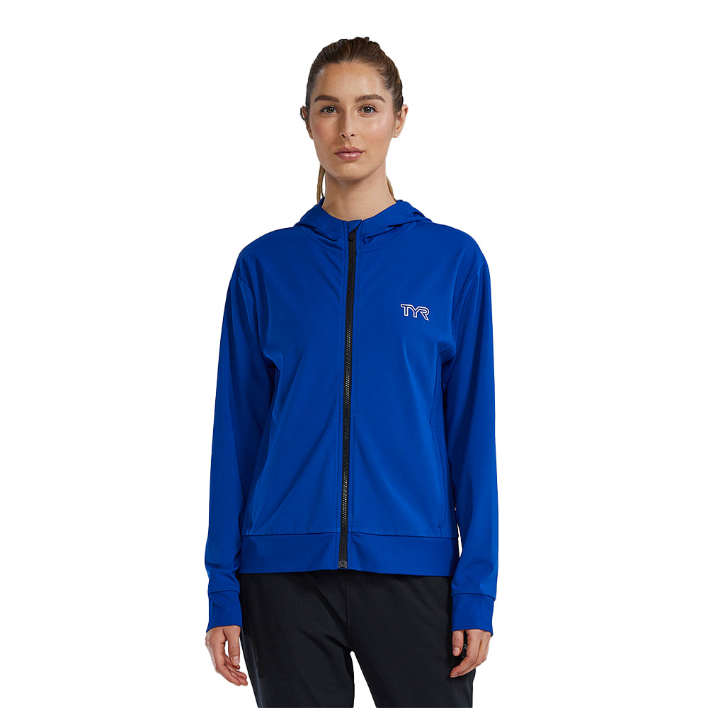 TYR Women's Full Zip Team Warm Up Jacket royal front
