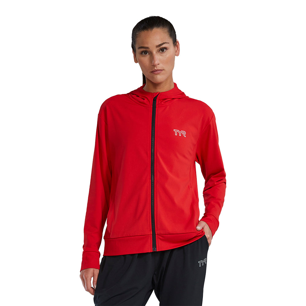 TYR Women's Full Zip Team Warm Up Jacket red front