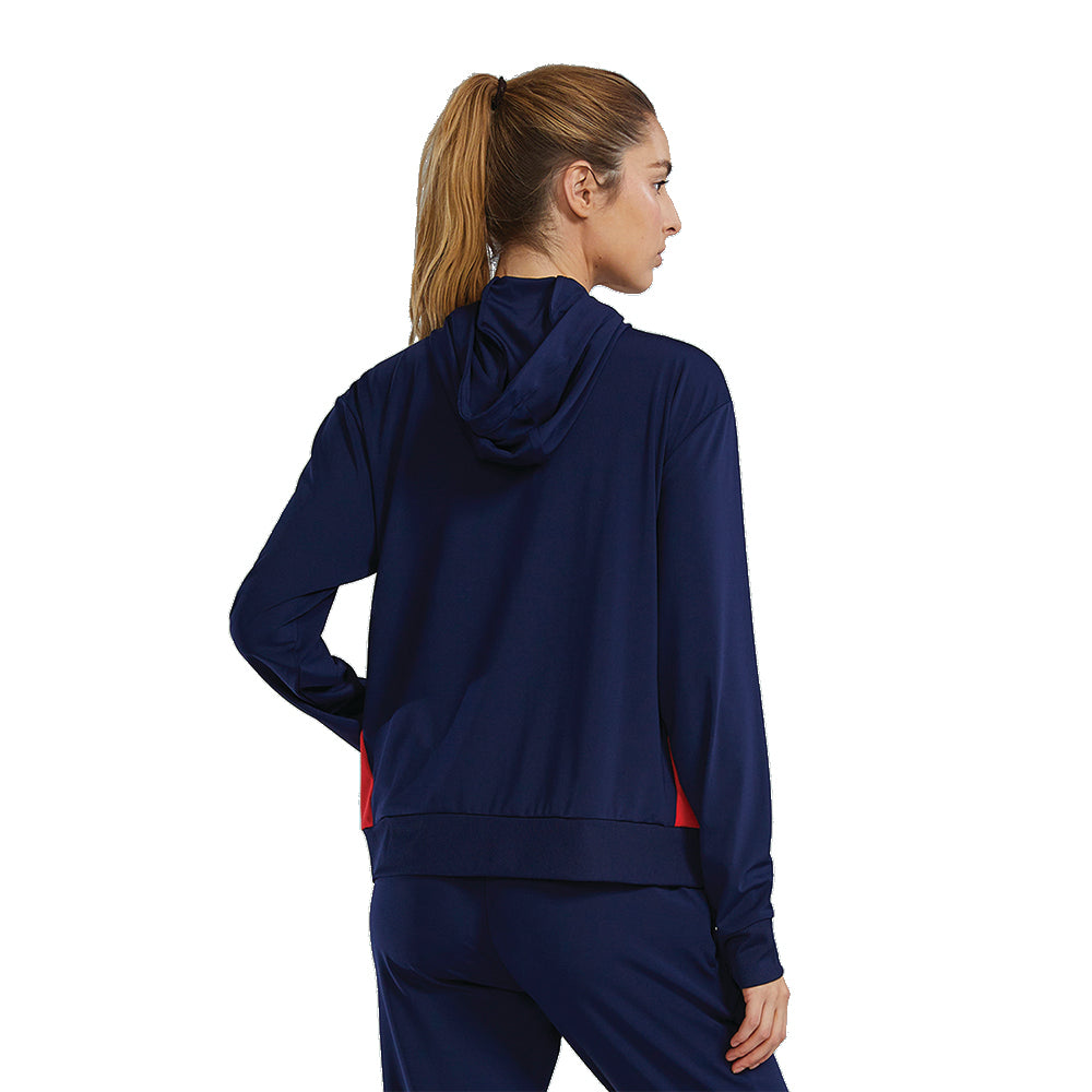 TYR Women's Full Zip Team Warm Up Jacket red white blue back