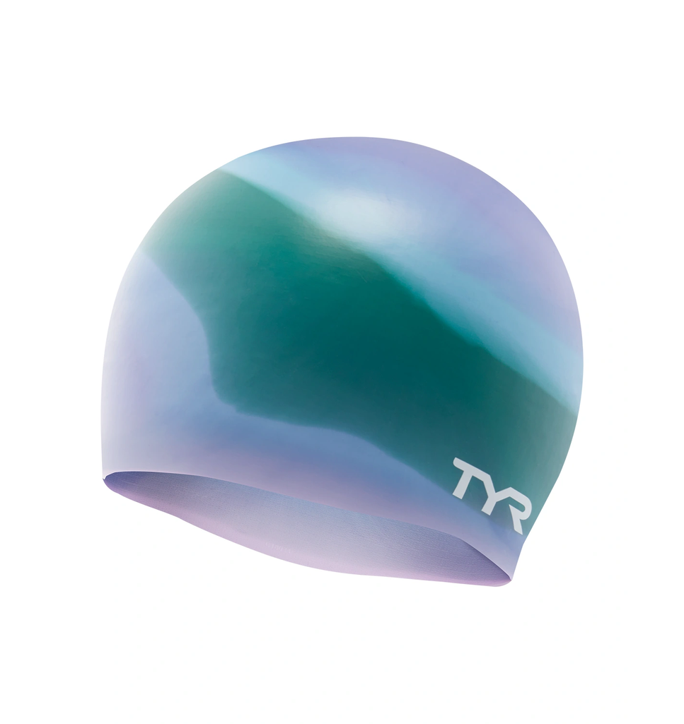 TYR Multi Silicone Swim Cap green purple