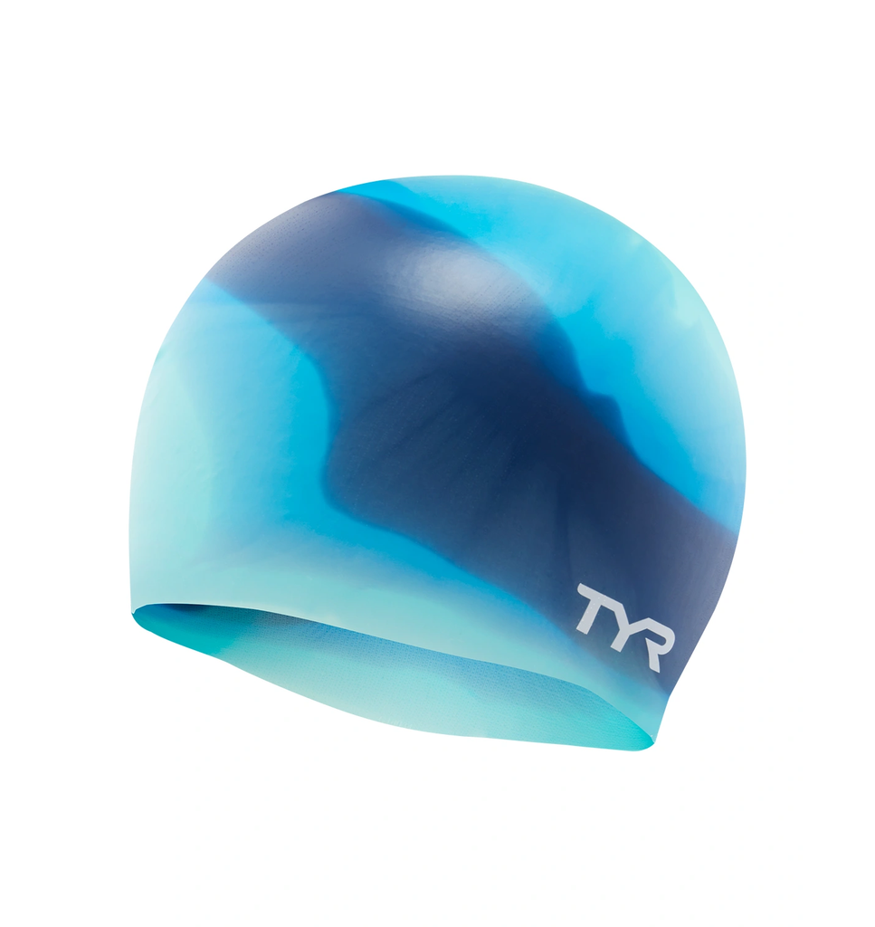 TYR Multi Silicone Swim Cap blue teal