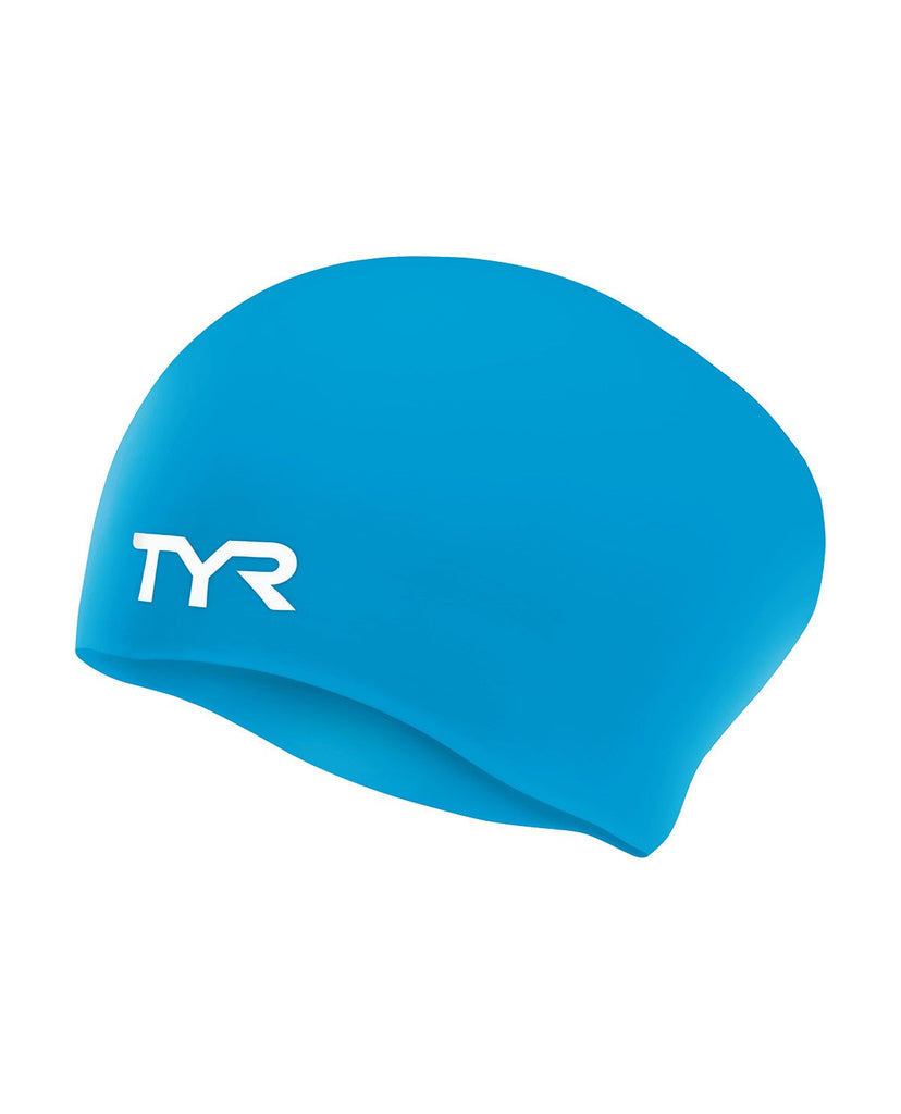 TYR Long Hair Wrinkle-Free Swim Cap blue