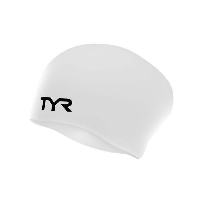 TYR Long Hair Wrinkle-Free Swim Cap white