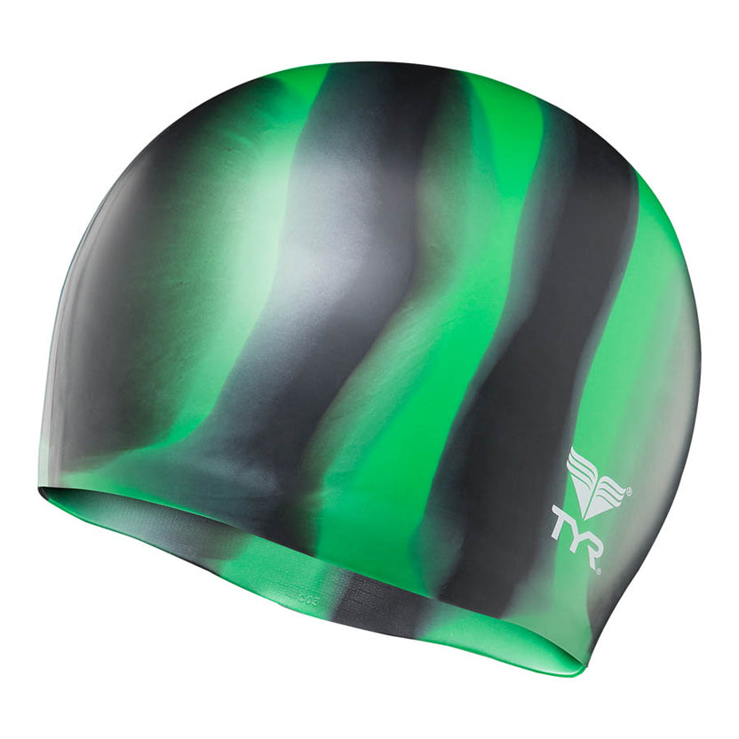 TYR Multi Silicone Swim Cap green black