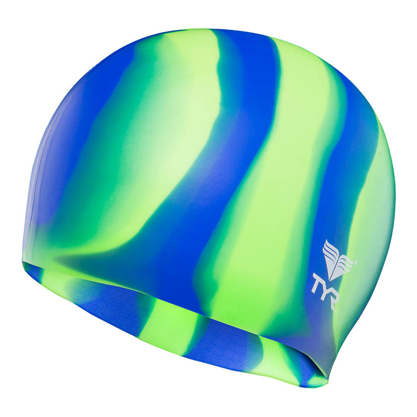 TYR Multi Silicone Swim Cap blue green
