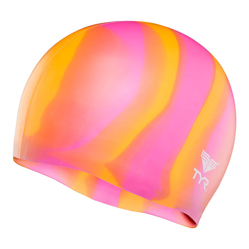 TYR Multi Silicone Swim Cap pink orange