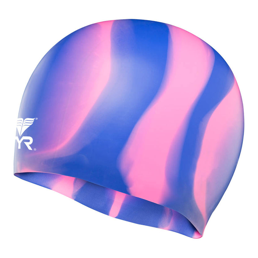 TYR Multi Silicone Swim Cap blue pink