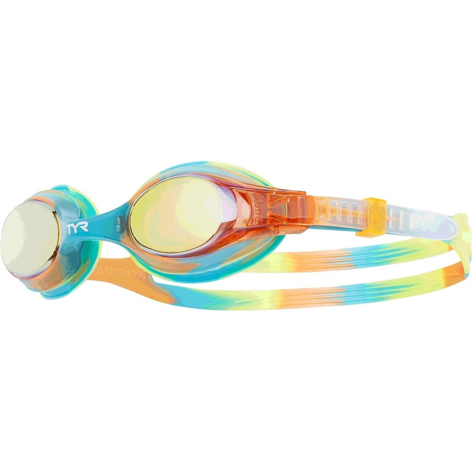 rainbow goggles TYR Swimple Tie Dye Mirrored Kids' Goggle