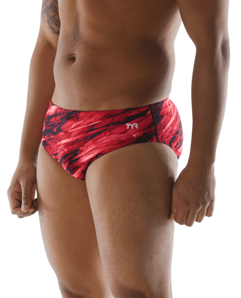 TYR Men's Durafast Elite Racer Brief Swimsuit - Chlorine Proof Competition Swimwear